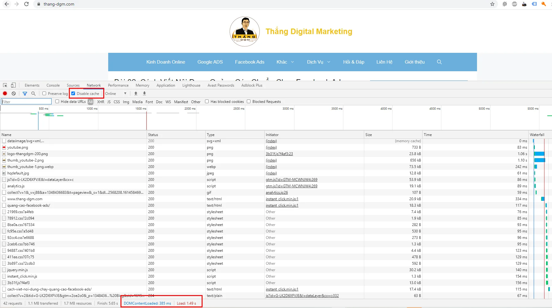tối ưu tốc độ load website